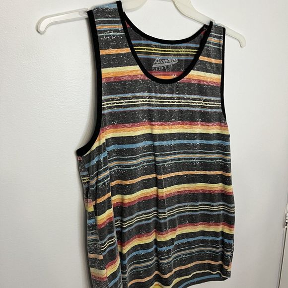 Brooklyn Cloth Mens Striped Tank Top Medium Colorful Sleeveless Scoop Neck VGCon - Picture 2 of 9